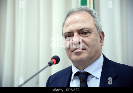 Foto di Fabio Cimaglia / LaPresse il 16-01-2019 Roma Italiano Palazzo San Macuto. Commissione vigilanza Rai Nella foto Giuseppe Carbone Photo Fabio Cimaglia / LaPresse il 16-01-2019 Roma (Italia) Politic Palazzo San Macuto. RAI comitato di sorveglianza del PIC Giuseppe Carbone Foto Stock