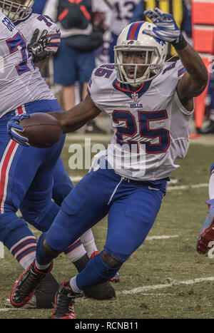 Oakland, la California, Stati Uniti d'America. 4° dic, 2016. Buffalo Bills running back LeSean McCoy (25) inverte il campo su Domenica, Dicembre 04, 2016 a O.co Coliseum a Oakland, in California. I raider hanno sconfitto le bollette 38-24. Credito: Al di Golub/ZUMA filo/Alamy Live News Foto Stock