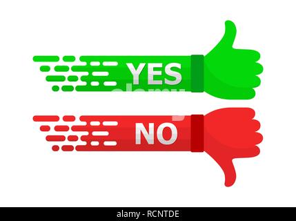 Pollice in su e in giù dei segni nel design piatto. Illustrazione Vettoriale. Simili e antipatia concetto. Illustrazione Vettoriale