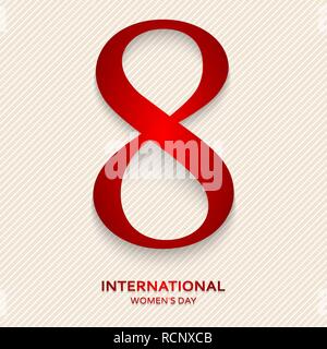 8 Marzo Giornata della donna biglietto di auguri. Illustrazione Vettoriale. Scheda carino per il giorno della donna. Illustrazione Vettoriale