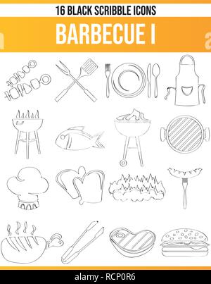 Pittogrammi neri / icone sul barbecue. Questa icona set è perfetto per persone creative e i progettisti che alla griglia il problema e hanno bisogno di barbecue nella loro grafica des Illustrazione Vettoriale