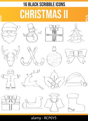 Pittogrammi neri / icone sul Natale. Questa icona set è perfetto per persone creative e progettisti che hanno bisogno del tema natale nella loro progettazione grafica Illustrazione Vettoriale