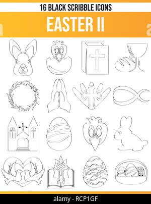 Pittogrammi neri / icone per Pasqua. Questa icona set è perfetto per persone creative e designer che cercano il tema della Pasqua nei loro disegni grafici. Illustrazione Vettoriale