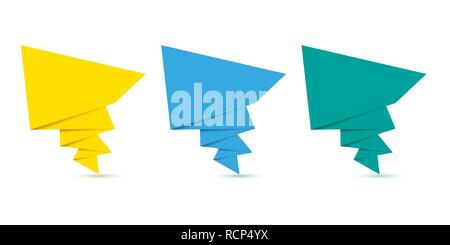 Set di origami astratta fumetti. Illustrazione Vettoriale. Carta bolle di parlato isolato Illustrazione Vettoriale