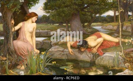 Narciso ed eco. Museo: Walker Art Gallery. Autore: WATERHOUSE, John William. Foto Stock