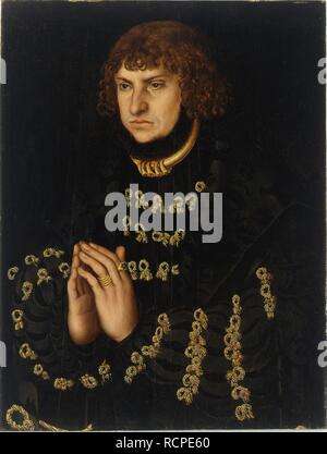 Johann i saldi (1468-1532), Elettore di Sassonia. Museo: Veste Coburg. Autore: Cranach, Lucas, il sambuco. Foto Stock