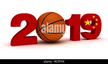 Cina 2019 parola Baskettball campionato (isolato su sfondo bianco) Foto Stock