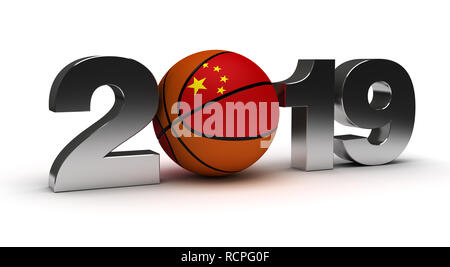 Cina 2019 parola Baskettball campionato (isolato su sfondo bianco) Foto Stock