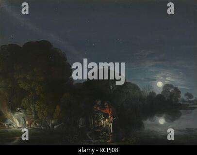 La Fuga in Egitto. Museo: Alte Pinakothek di Monaco di Baviera. Autore: Elsheimer Adam. Foto Stock