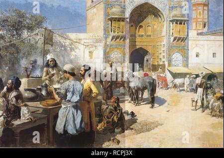 Un ristorante Open-Air, Lahore. Museo: Collezione privata. Autore: settimane, Edwin signore. Foto Stock