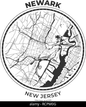 T-shirt badge mappa di Newark, New Jersey. Tee shirt Tipografia stampa etichetta emblema distintivo. Illustrazione Vettoriale Illustrazione Vettoriale