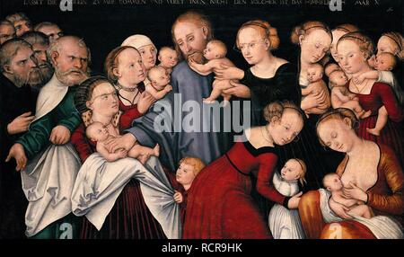 Cristo la benedizione dei bambini. Museo: Städtische Galerie im Städelschen Kunstinstitut , Frankfurt am Main. Autore: Cranach, Lucas, il sambuco. Foto Stock