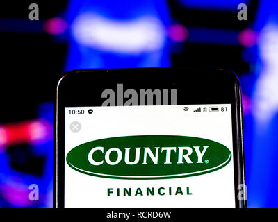 COUNTRY Financial Insurance Company logo che si vede visualizzato sul telefono intelligente. Foto Stock