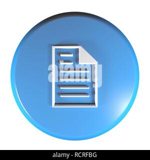 Icona Pagina cerchio blu pulsante - 3D rendering immagine Foto Stock