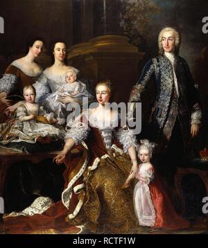 Augusta di Sax-Gotha, Principessa di Galles, con i membri della sua famiglia e per la famiglia. Museo: Royal Collection di Londra. Autore: LOO, Jean Baptiste VAN. Foto Stock
