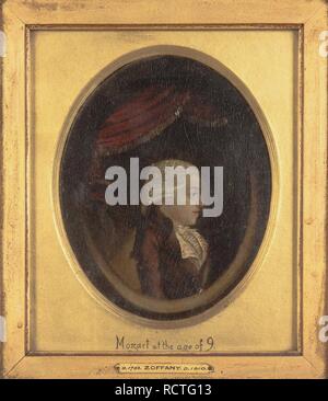Ritratto di Wolfgang Amadeus Mozart all età di 9. Museo: Collezione privata. Autore: Zoffani, Johann. Foto Stock