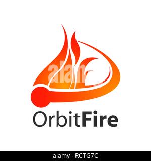 Orbita logo fuoco concept design. Simbolo grafico elemento di modello di vettore Illustrazione Vettoriale