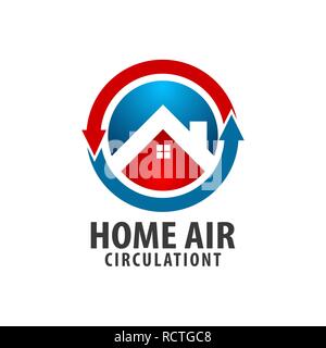 Cerchio Home circolazione aria concetto logo design. Simbolo grafico elemento di modello di vettore Illustrazione Vettoriale