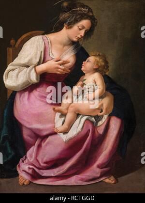 La Madonna e il bambino. Museo: Palazzo Pitti, Firenze. Autore: GENTILESCHI, ARTEMISIA. Foto Stock