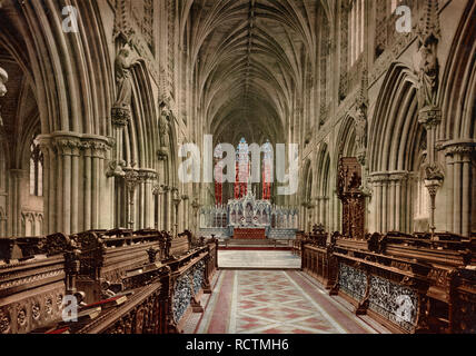 Lichfield Cathedral, Coro Est, circa 1900 Foto Stock