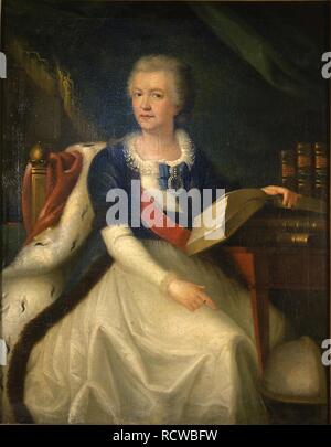 Ritratto della Principessa Yekaterina R. Vorontsova-Dashkova (1744-1810), il primo presidente della Accademia Russa delle Scienze. Museo: Membro del Museo di Storia di Mosca. Autore: anonimo. Foto Stock