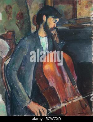 Il violoncello Player. Museo: Archivio Collezione Abelló. Autore: Modigliani Amedeo. Foto Stock