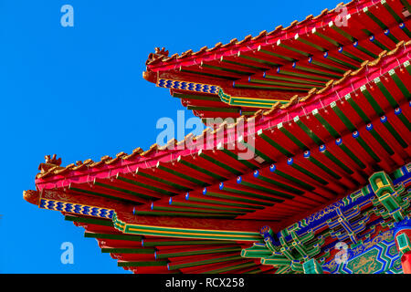 Aspetto architettonico del Tempio Lingbao in Hunchun, Cina, nel nord della provincia di Jilin. Foto Stock