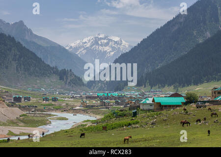 Bellissimo paesaggio di montagna intorno al villaggio di Sonamarg, dello stato del Jammu e Kashmir, India Foto Stock