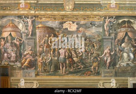 L apparizione della Croce per l'imperatore Costantino. Museo: Palazzo Apostolico Vaticano. Autore: PENNI, GIANFRANCESCO. Foto Stock