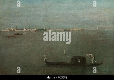 Gondole sulla Laguna (laguna grigia). Museo: Museo Poldi Pezzoli, Milano. Autore: Guardi, FRANCESCO. Foto Stock