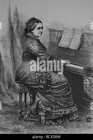 Giuseppina Clara Schumann, 1819-1896, née Wieck, Tedesco pianista e compositore, xilografia, storica incisione, 1882 Foto Stock