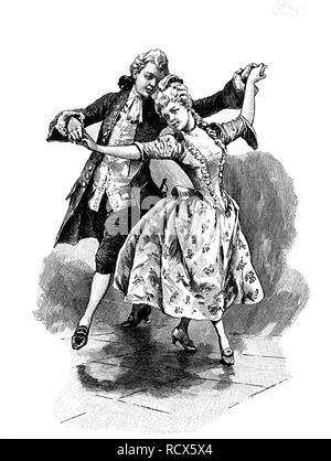 Allemande, una danza processionale, xilografia, 1888 Foto Stock