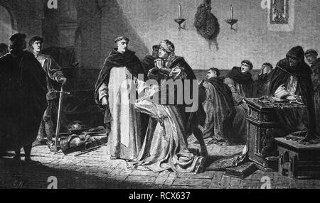 Arresto di Girolamo Savonarola, 1452-1498, Italiano frate domenicano e predicatore, Italia, incisione su legno, c 1880 Foto Stock