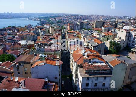 Vista dalla Torre di Galata sulla città, Istanbul, Turchia Foto Stock