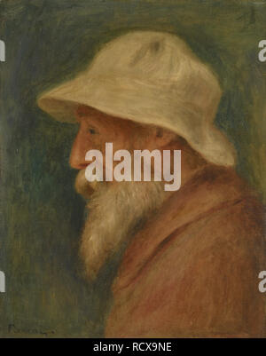 Autoritratto con cappello bianco. Museo: Collezione privata. Autore: Renoir, Pierre-Auguste. Foto Stock