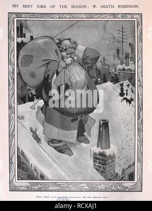 Il mio miglior scherzo della stagione: W Heath Robinson. Santa Claus (come egli guarda il camino-pot): Ah, questi giorni degenerati!. Il bozzetto. Londra, 1906. Fonte: schizzo. Dicembre. Pagina 4. Autore: Robinson, William Heath. Foto Stock
