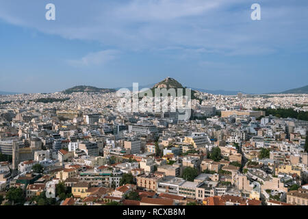Athens City vista da Acropole, Grecia Foto Stock