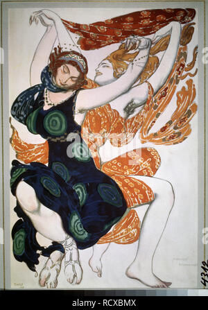 Due Béotiennes. Disegno di costumi per il balletto Narcisse da N. Tcherepnin. Museo: Collezione privata. Autore: Bakst, Leon. Foto Stock