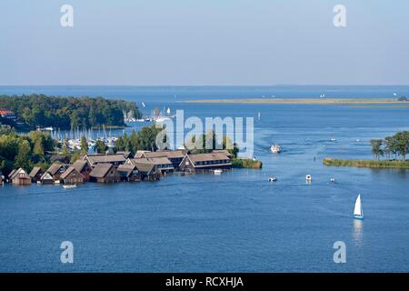 Panorama del Lago Mueritz, Roebel, Meclemburgo Lake District, Meclemburgo-Pomerania Occidentale Foto Stock