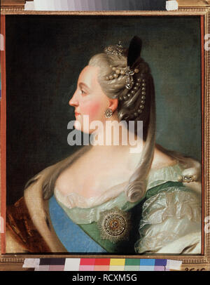 Ritratto di imperatrice Caterina II (1729-1796). Museo: Membro V. Tropinin-Museum, Mosca. Autore: Rokotov, Fëdor Stepanovic. Foto Stock