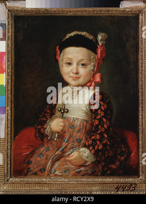 Ritratto di Alexei Bobrinsky come bambino (figlio illegittimo di imperatrice Caterina II). Museo: State Russian Museum di San Pietroburgo. Autore: Rokotov, Fëdor Stepanovic. Foto Stock