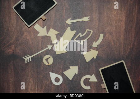 Kreidetafel, Hintergrund, Buchstaben, Wegweiser Foto Stock