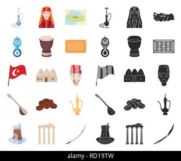 Amulet,l'arte,l'attrazione,fagioli,beehive,TAPPETO,cartoon,Black,caffè,raccolta,paese,cultura, design,tamburo,fez,bandiera,calice,hookah,Casa,icona,immagine,isolato,viaggio,caraffa,kilij,logo,l'uomo,nazar,popolazione,rovine,saz,impostare,showplace,Vista,segno,il simbolo,tea,Territorio,turismo,tradizioni,viaggiare,Turchia,bagno turco,vettore,web,donna vettori vettore , Illustrazione Vettoriale