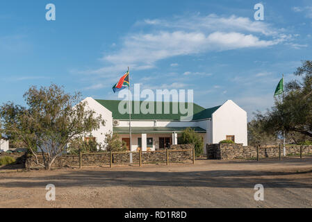 TANKWA KAROO NATIONAL PARK, SUD AFRICA, 31 agosto 2018: l'ufficio di accoglienza del Tankwa Karoo National Park nel nord della provincia del Capo Foto Stock