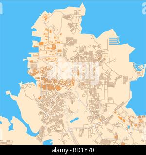 Batam downtown mappa vettoriale. Mappa per una infografica e commercializzazione di progetti di stampa Illustrazione Vettoriale