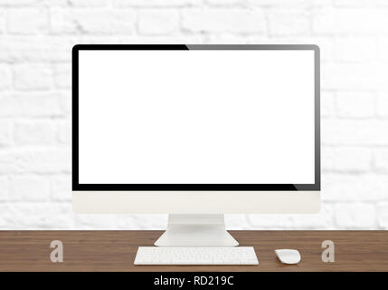 3D rendering della schermata vuota sul computer desktop Foto Stock