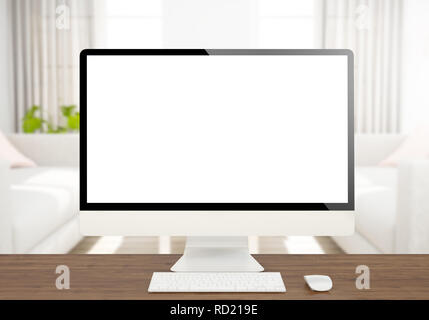 3D rendering della schermata vuota sul computer desktop Foto Stock