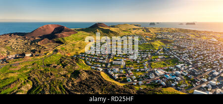 Heimaey, vulcano Eldfell, Isole Westman Heimaey, Isole Westman, Islanda Foto Stock
