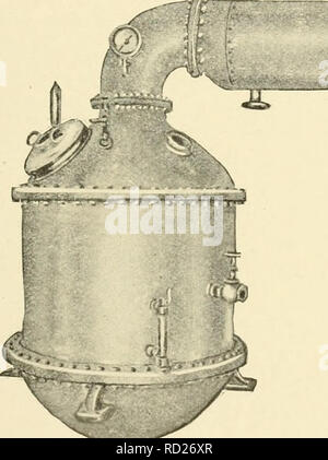 . Tecnologia casearia; un trattato sulla città di alimentazione del latte, il latte come un alimento, gelateria, sottoprodotti della latteria e cheesery, latti fermentati, condensato e fatto evaporare latti, latte in polvere, rinnovato il burro e oleomargarine. Dairying; latte; prodotti lattiero-caseari. Condensato E LATTE EVAPOILTED 253 il processo di condensazione. - La condensazione del latte è stato sviluppato per il suo attuale stato di perfezione solo dal dispendio di tempo e denaro in di- menting. Per essere di alta qualità prodotto commerciabile, il latte deve essere condensato sotto molto esatte condizioni e portato al giusto grado di c Foto Stock