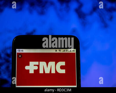 FMC Corporation Chemical Manufacturing Company logo che si vede visualizzato sul telefono intelligente Foto Stock